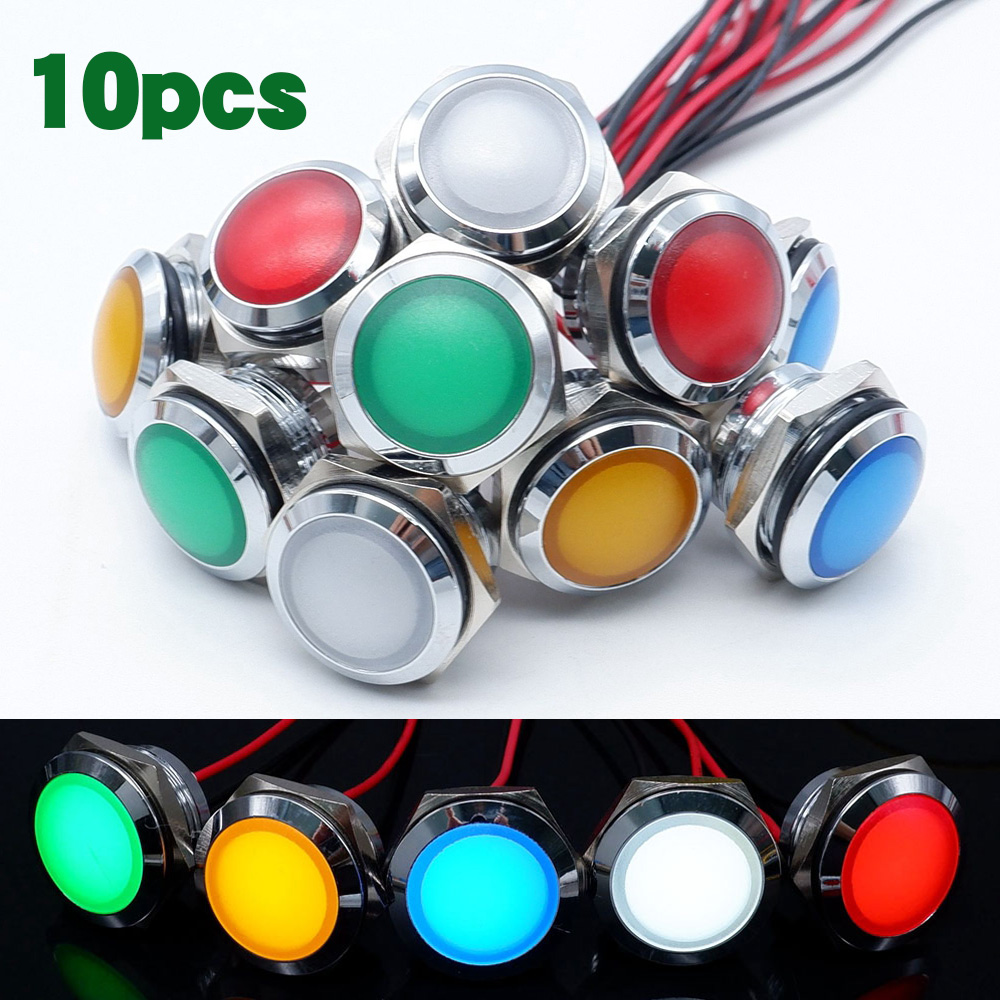 10pcs 12/16/19/22mm Metal LED  – обзор и цена Signal Panel Orange