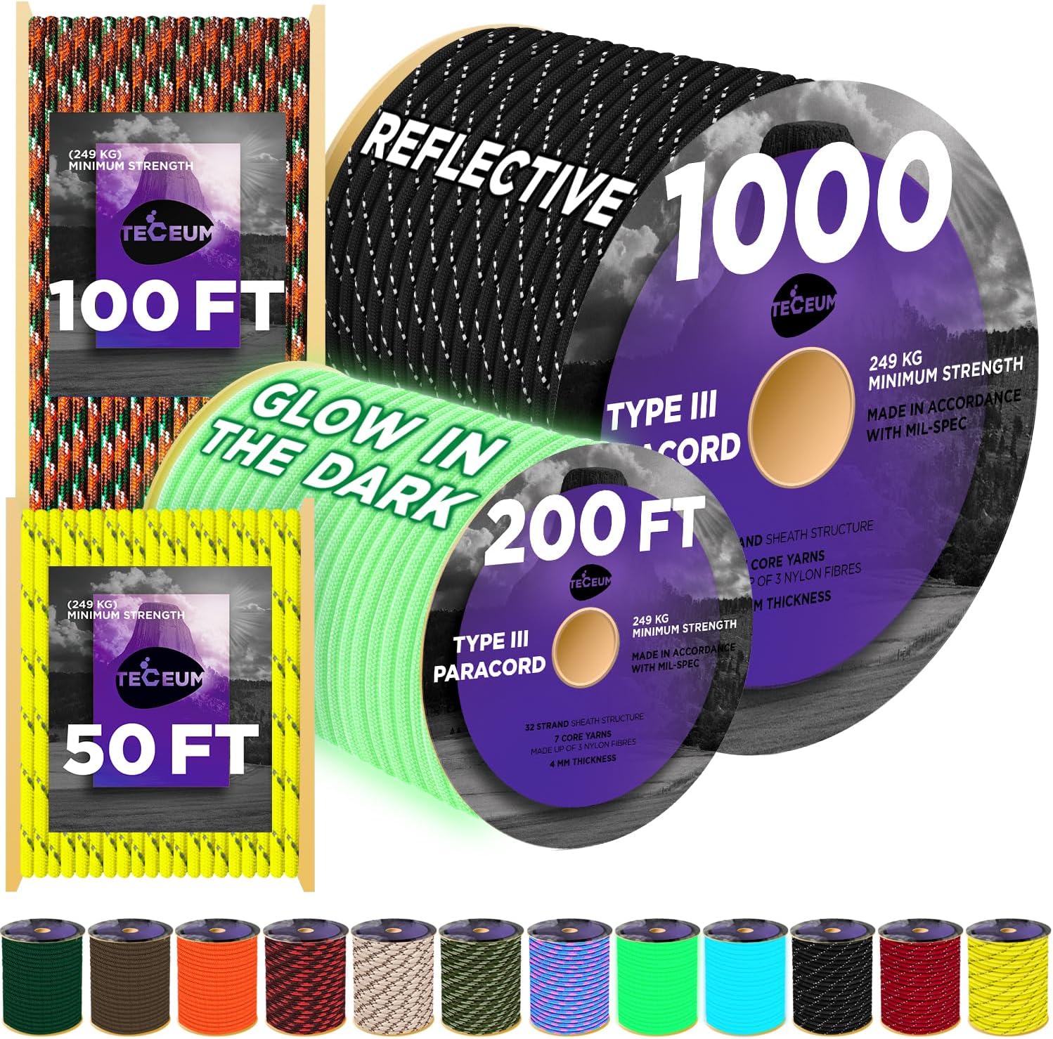 Reflective Paracord Rope 1000f – обзор и цена Para Cord 1000Ft