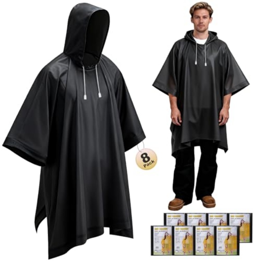 8 Pack Hooded Rain Ponchos for – обзор и цена Emergency Poncho Rain