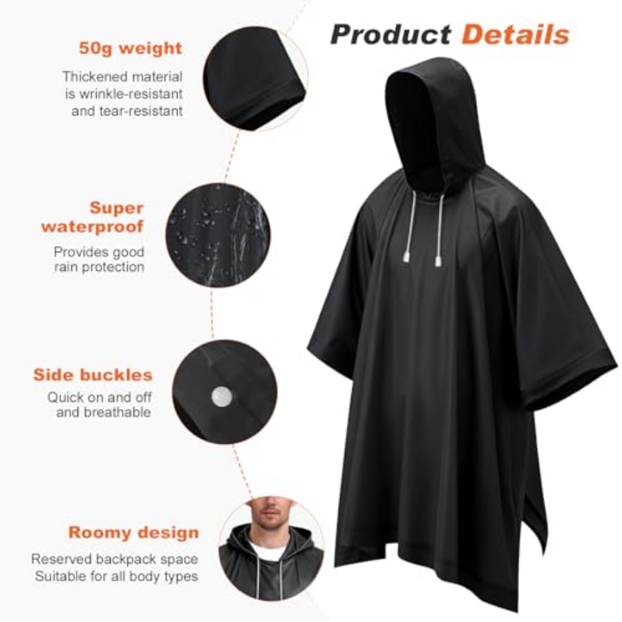 8 Pack Hooded Rain Ponchos for – обзор и цена Emergency Poncho Rain