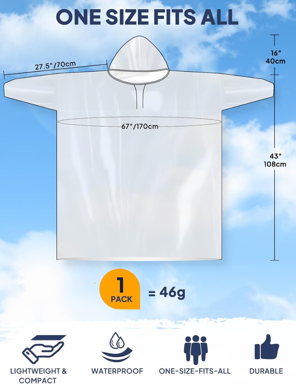 Disposable Rain Poncho for Adu – обзор и цена Emergency Poncho Rain
