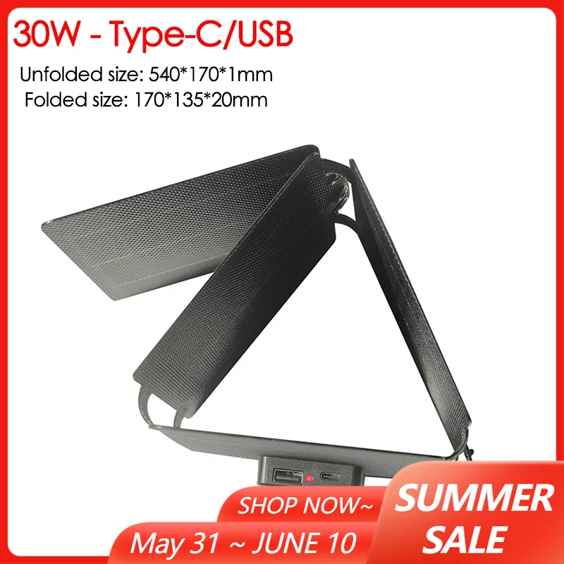 30W 60W Foldable Solar Panel B – обзор и цена Solar Emergency Charger