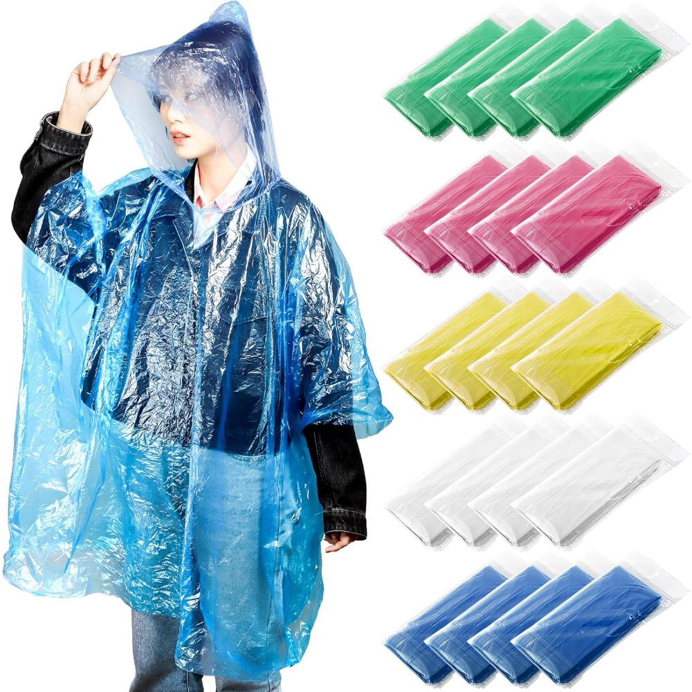 20 Pack Disposable Rain Poncho – обзор и цена Emergency Poncho Rain